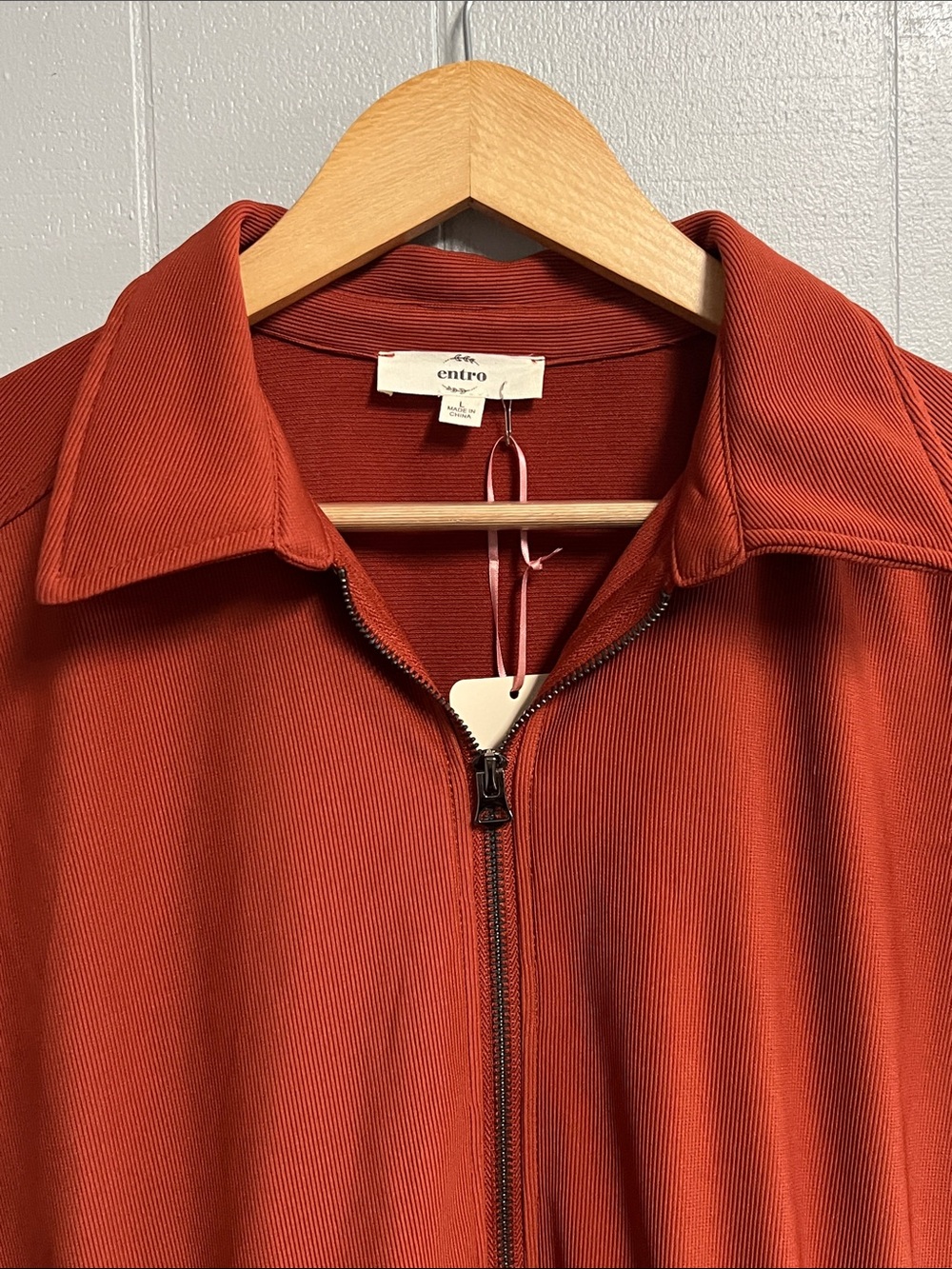 NWT entro Ribbed Zip-Front Dress in Rust - Picture 3 of 12